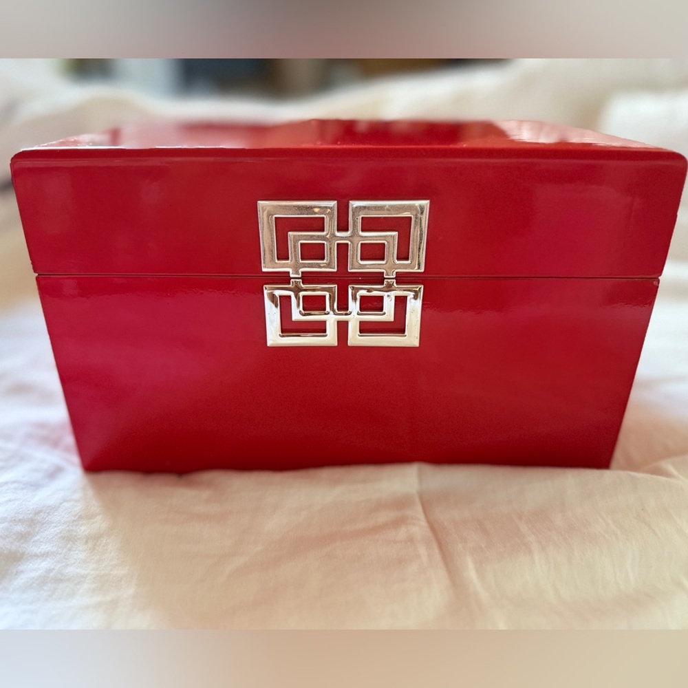 Red Ming Lacquer Jewelry Box 9.5”x6.5x5.5”